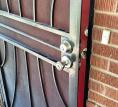 new deadbolt and doorknob lock installed on a residential front door. new deadbolt and doorknob lock installed on a residential front door.